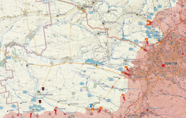
Генштаб: Росія наступає біля Куп'янська, Кремінної, Бахмута, Донецька та Вербового — карта боїв 
