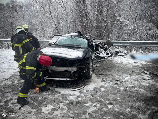  У Хустського району зіткнулися Audi A6 та рейсовий автобус: загинула 22-річна водійка 