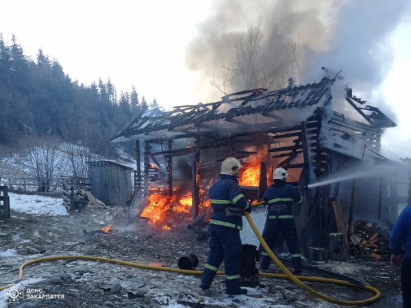  На Рахівщини ліквідували пожежу в надвірній споруді, запобігши її поширенню на житловий будинок 